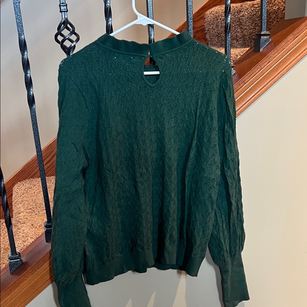 Treasure & Bond Forest Green Ruffled Mock Neck Sweater - Picture 9 of 10